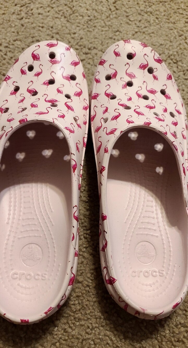 Women's 10, Pink Flamingo Print Clog Shoes - Picture 2 of 4